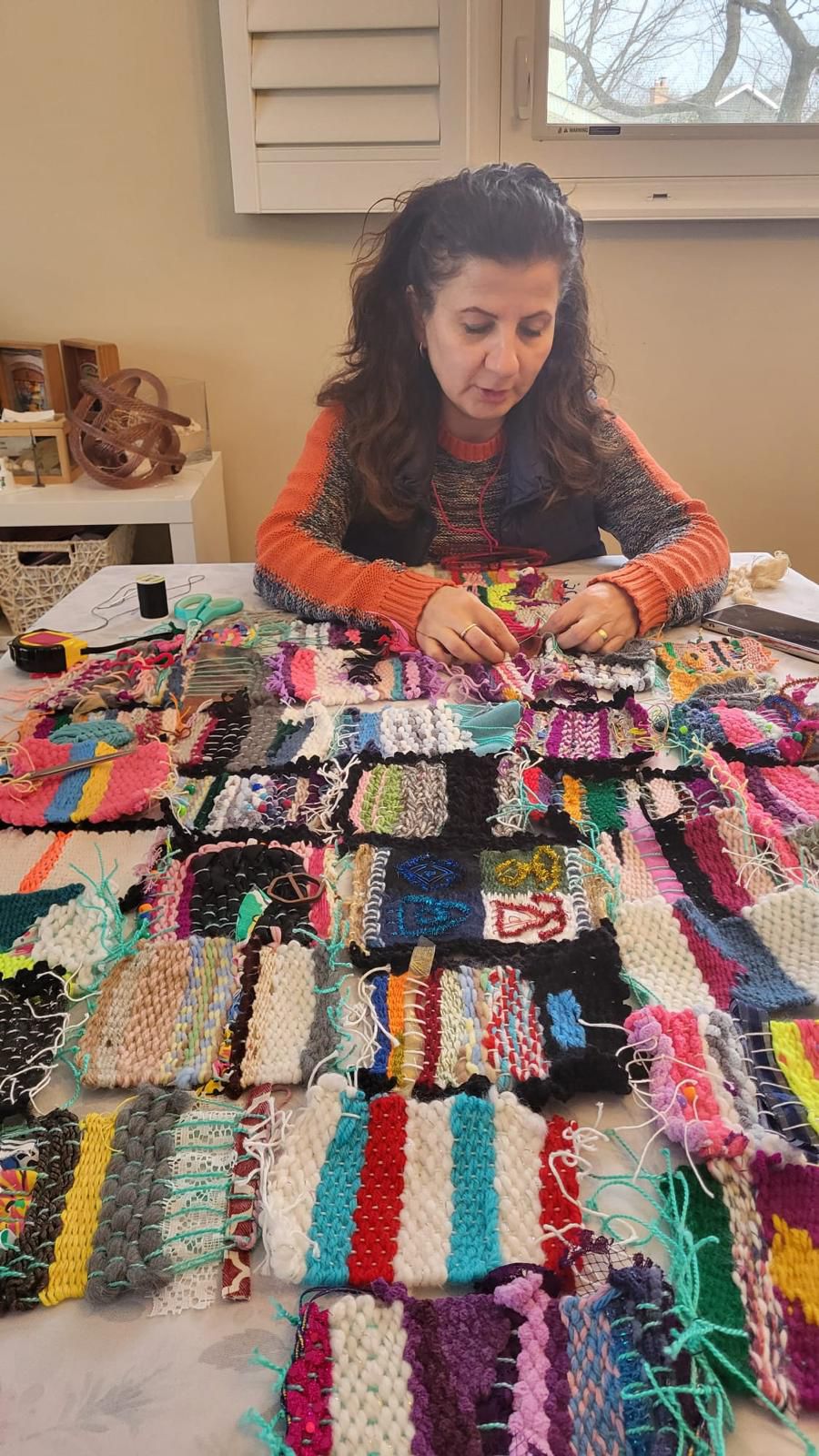 Colorful crochet and knit motifs