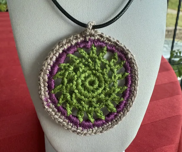 Mandala-Inspired Crochet Pendant Necklace
